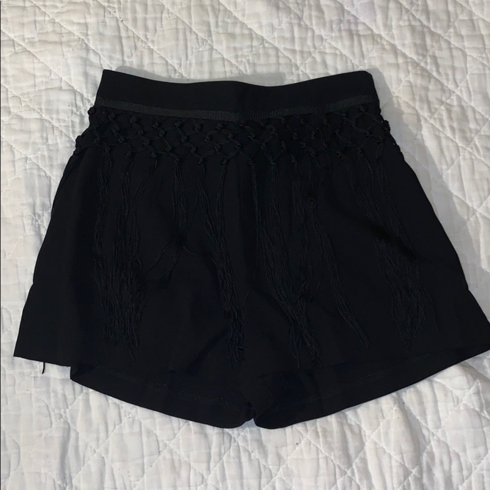 Black shorts with fringe